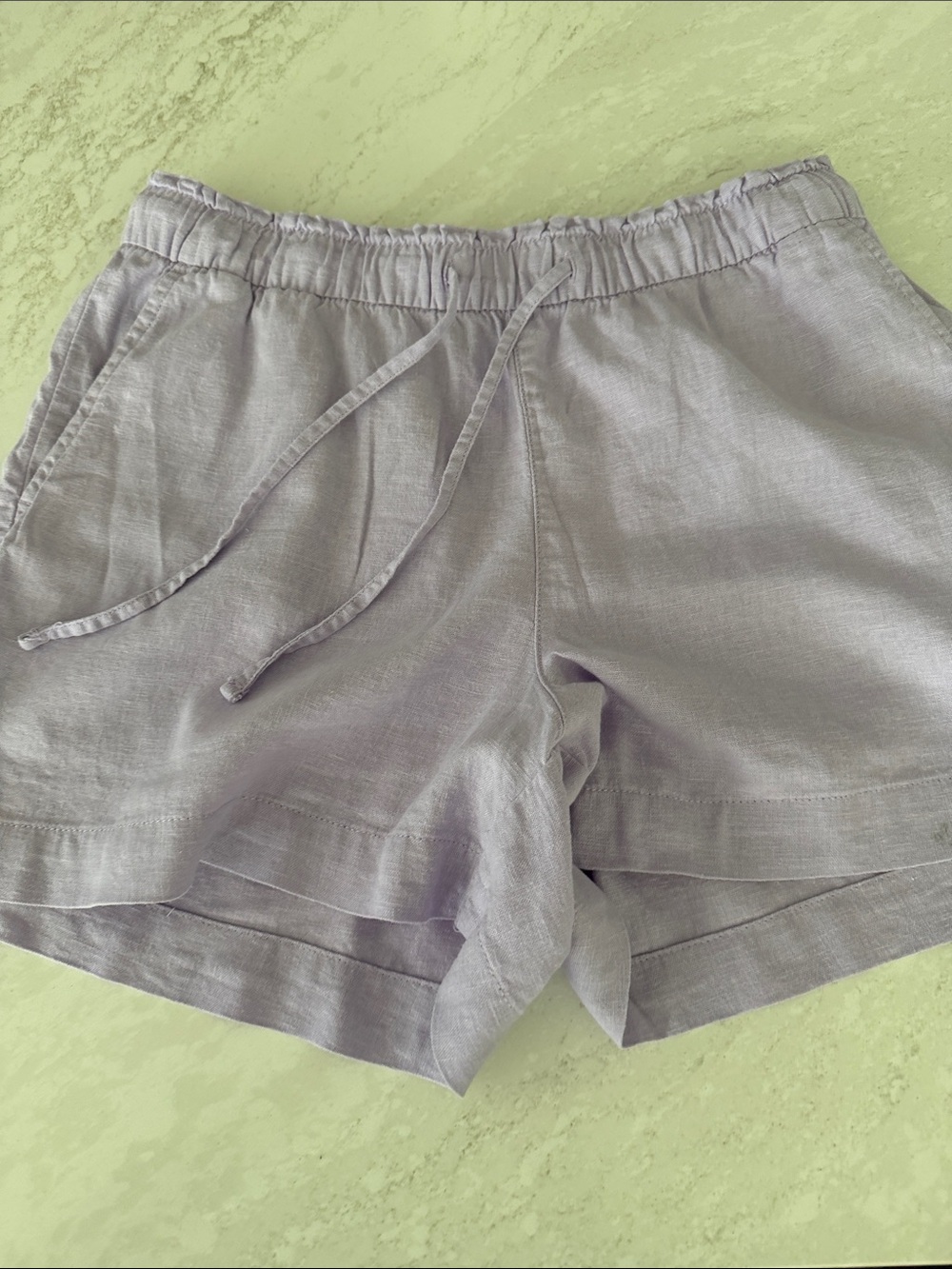 GAP Lavender Drawstring High-Waist Linen-Blend Shorts